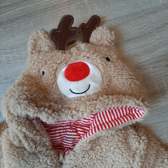 Warm Fleece Reindeer Christmas Onesie, 3-6 Months - Picture 5 of 8